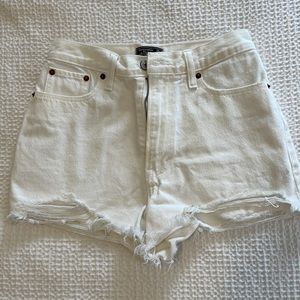 Abercrombie & Fitch white denim high waisted shorts